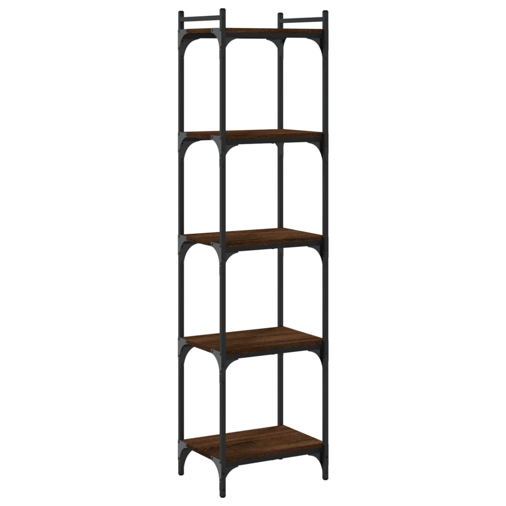 Bibliothèque 5 niveaux chêne marron 40x30x154cm bois ingénierie - XIOS