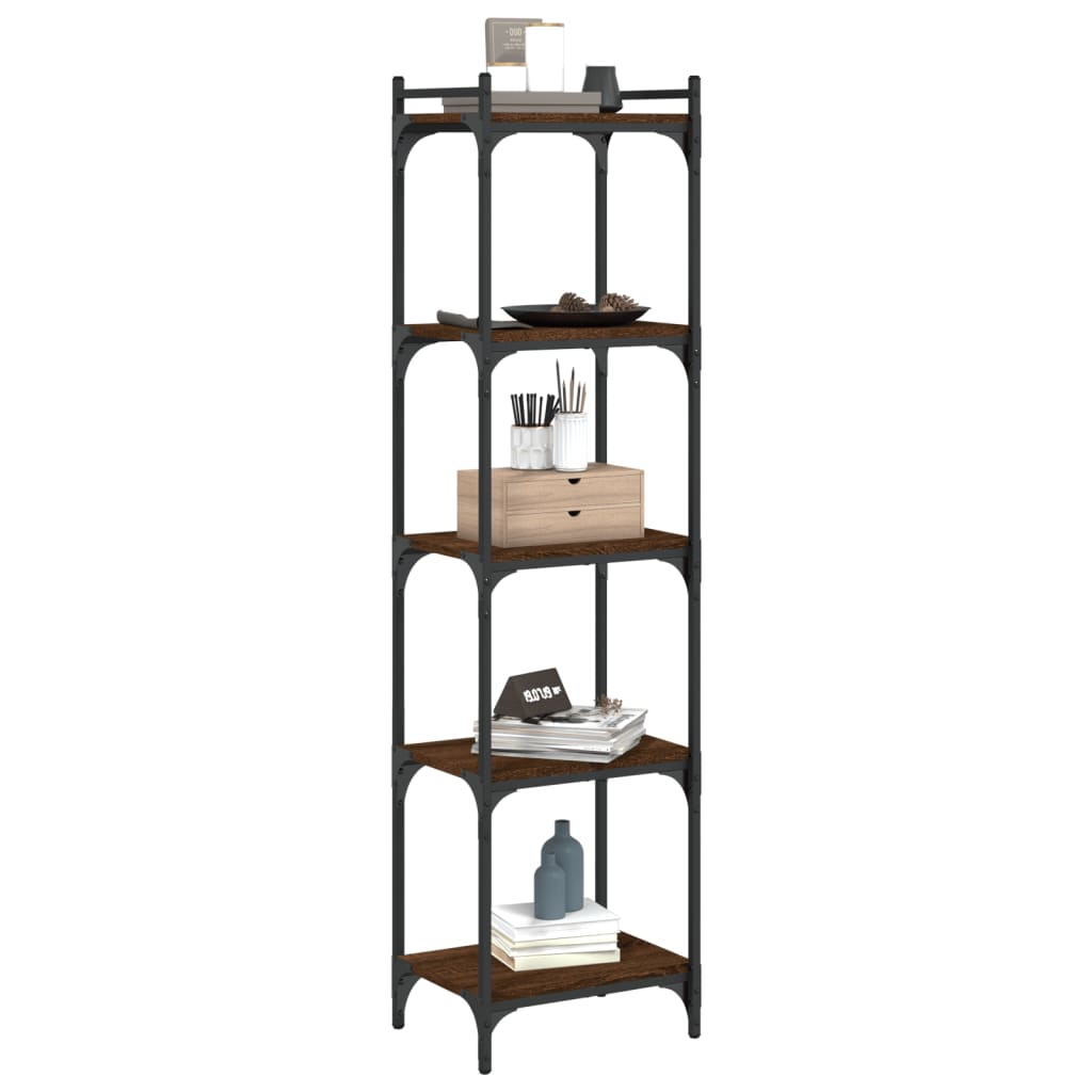 Bibliothèque 5 niveaux chêne marron 40x30x154cm bois ingénierie - XIOS
