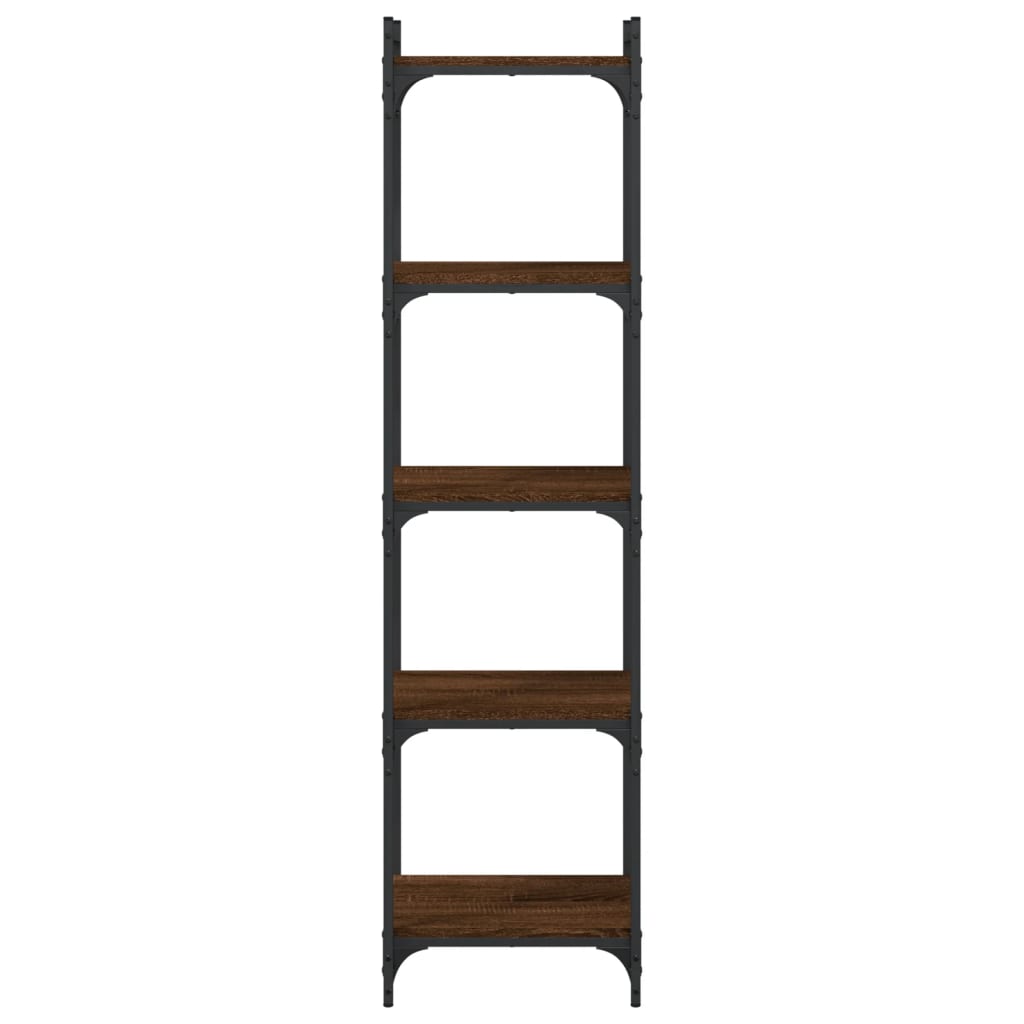 Bibliothèque 5 niveaux chêne marron 40x30x154cm bois ingénierie - XIOS