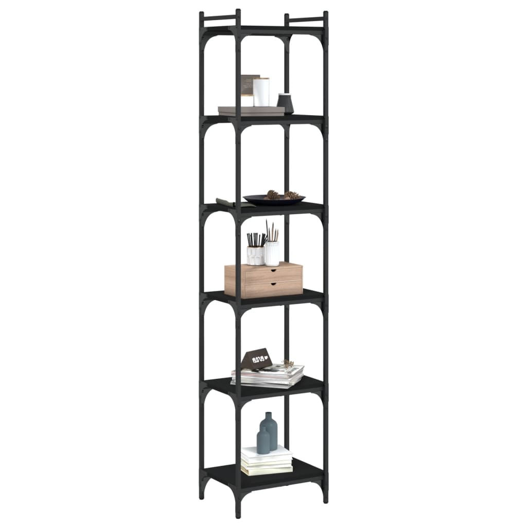 Bibliothèque 6 niveaux noir 40x30x188 cm bois d'ingénierie - XIOS