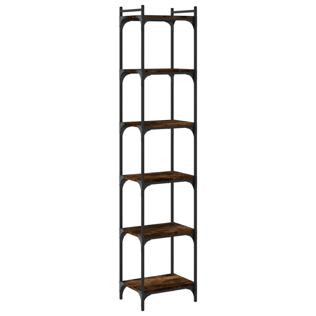 Bibliothèque 6 niveaux chêne fumé 40x30x188cm bois d'ingénierie - XIOS