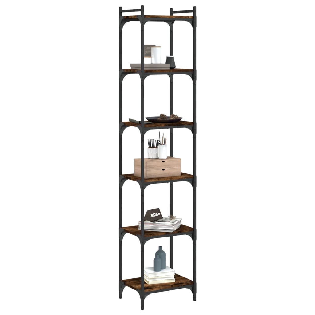 Bibliothèque 6 niveaux chêne fumé 40x30x188cm bois d'ingénierie - XIOS