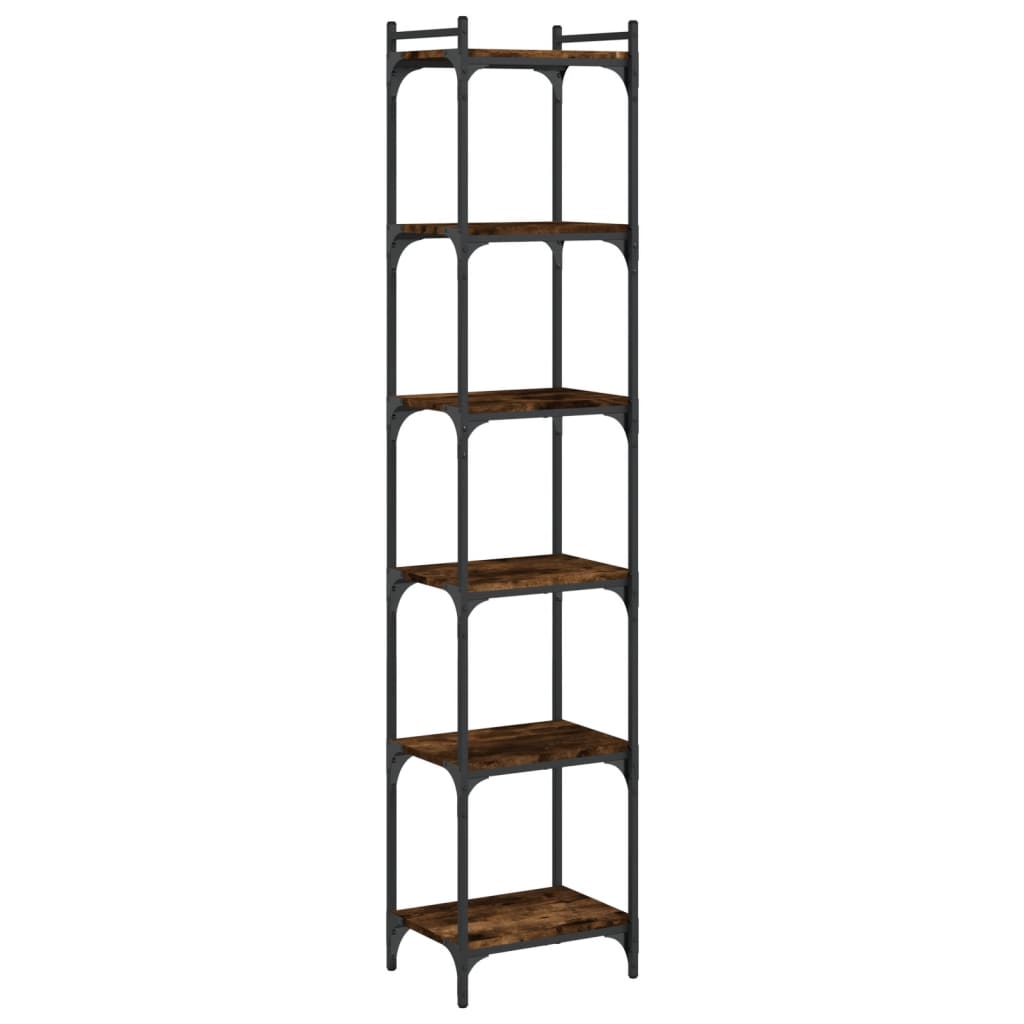 Bibliothèque 6 niveaux chêne fumé 40x30x188cm bois d'ingénierie - XIOS