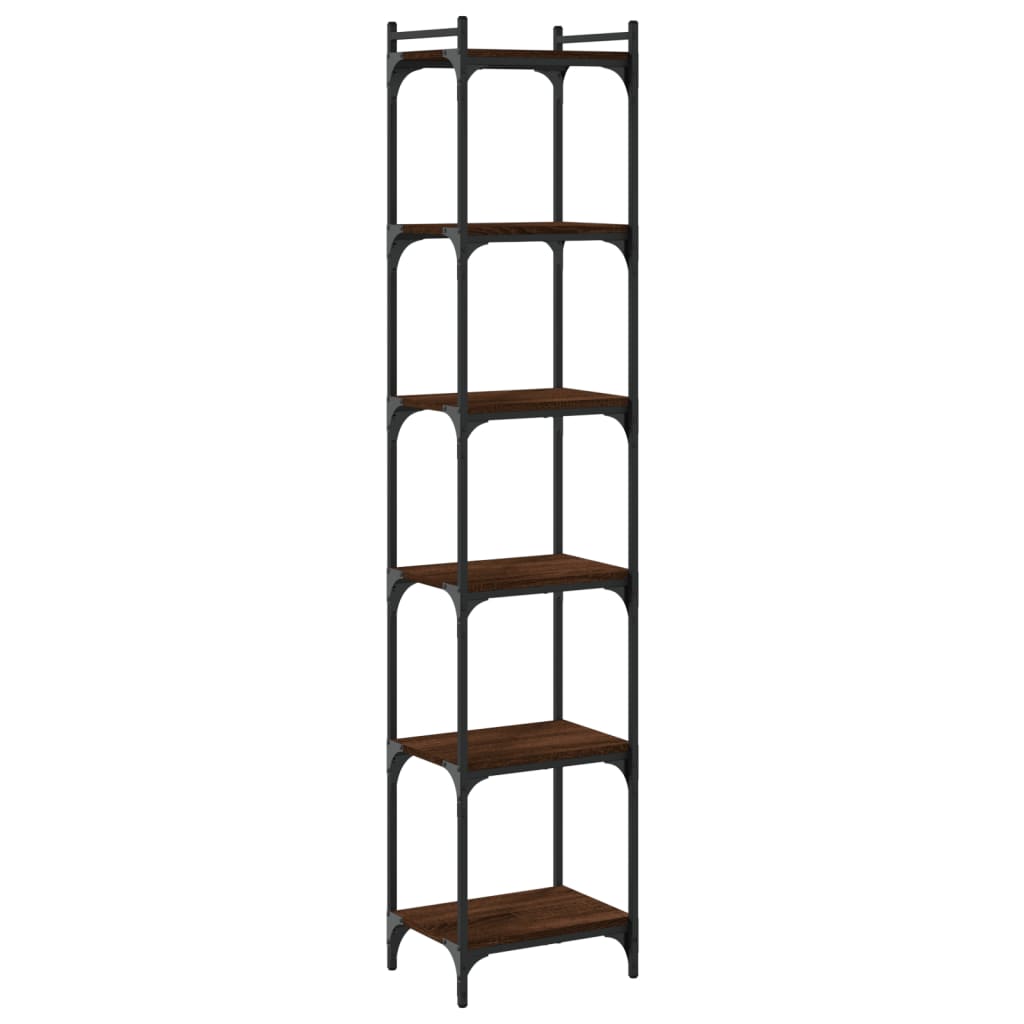 Bibliothèque 6 niveaux chêne marron 40x30x188cm bois ingénierie - XIOS