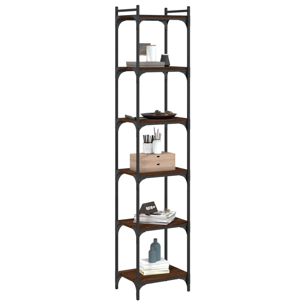 Bibliothèque 6 niveaux chêne marron 40x30x188cm bois ingénierie - XIOS