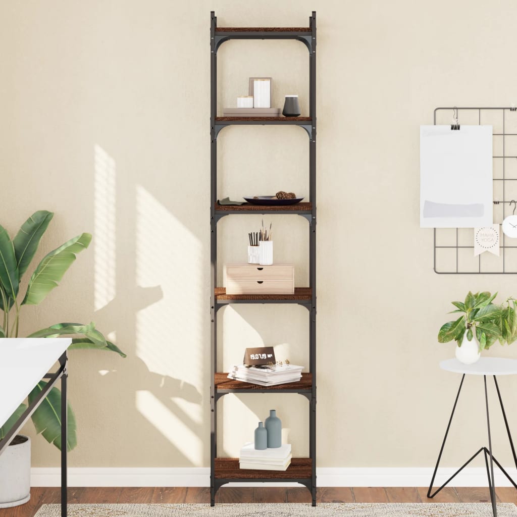 Bibliothèque 6 niveaux chêne marron 40x30x188cm bois ingénierie - XIOS