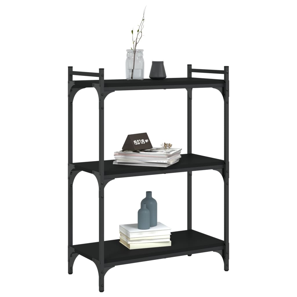 Bibliothèque à 3 niveaux noir 60x30x86 cm bois d'ingénierie