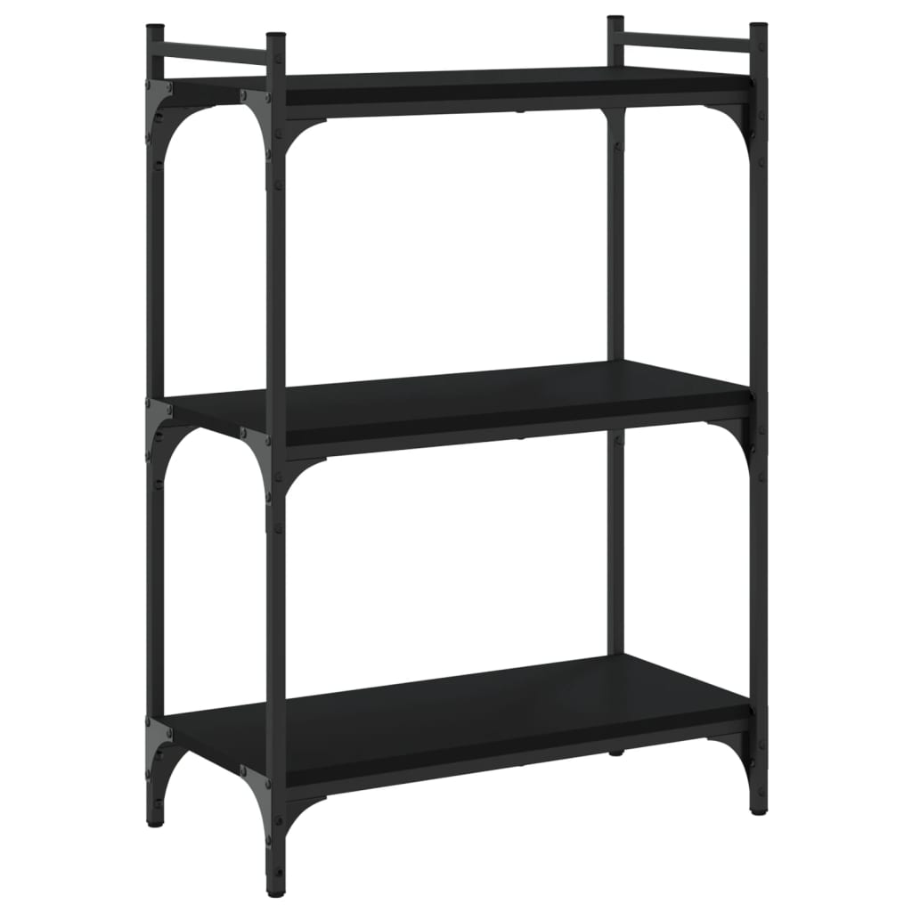 Bibliothèque à 3 niveaux noir 60x30x86 cm bois d'ingénierie