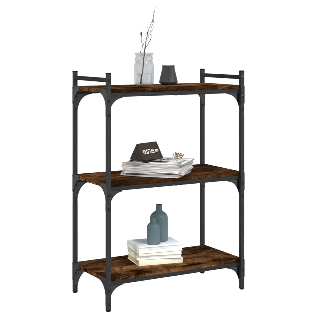 Bibliothèque 3 niveaux chêne fumé 60x30x86 cm bois d'ingénierie - XIOS