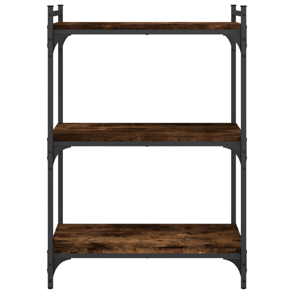Bibliothèque 3 niveaux chêne fumé 60x30x86 cm bois d'ingénierie - XIOS