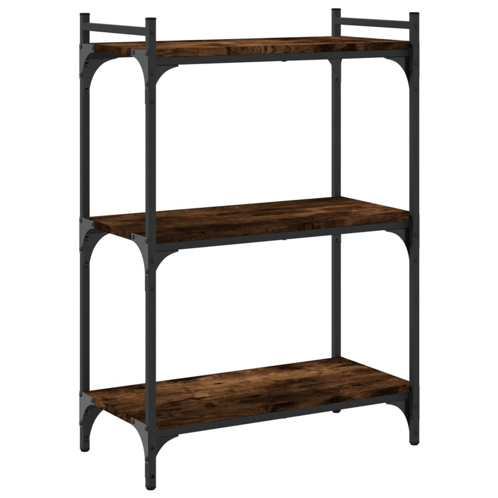 Bibliothèque 3 niveaux chêne fumé 60x30x86 cm bois d'ingénierie - XIOS