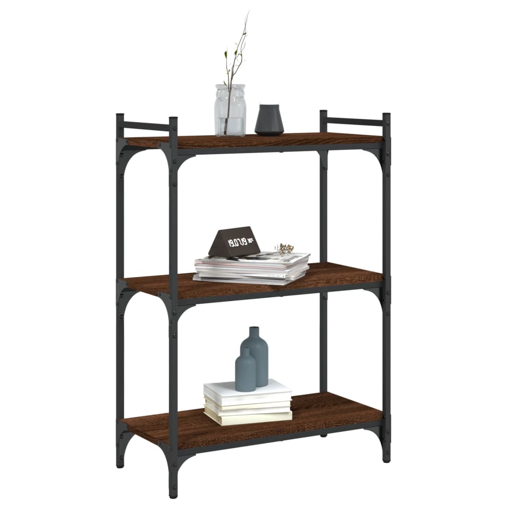 Bibliothèque 3 niveaux chêne brun 60x30x86 cm bois d'ingénierie - XIOS