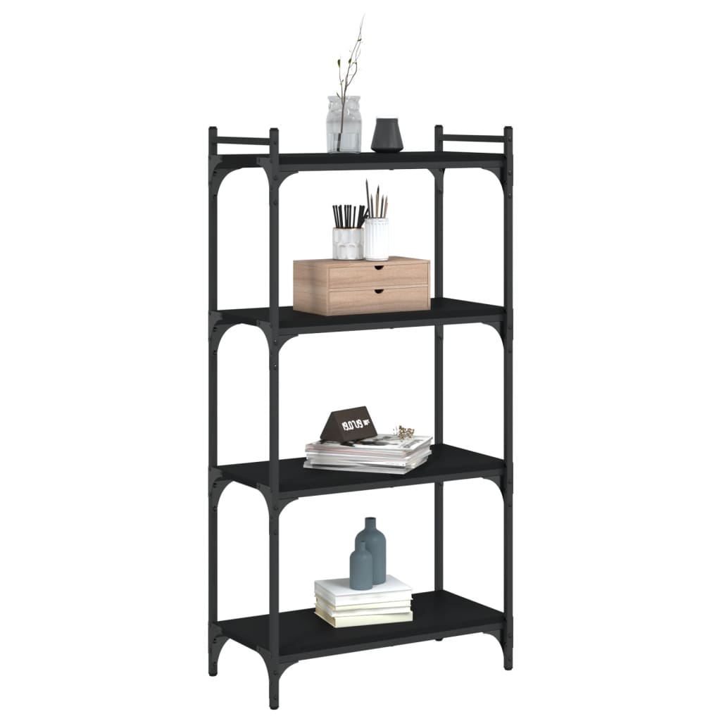 Bibliothèque à 4 niveaux noir 60x30x120 cm bois d'ingénierie - XIOS