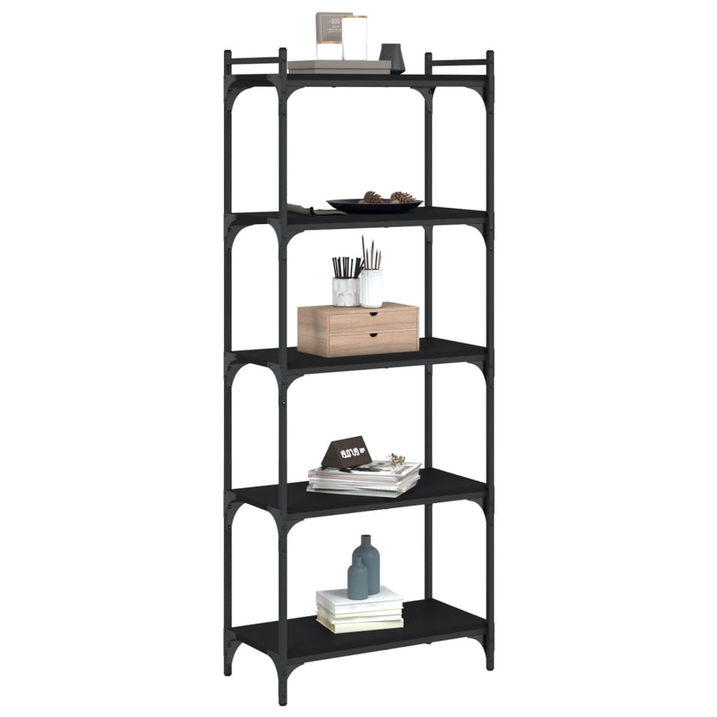 Bibliothèque à 5 niveaux noir 60x30x154 cm bois d'ingénierie - XIOS