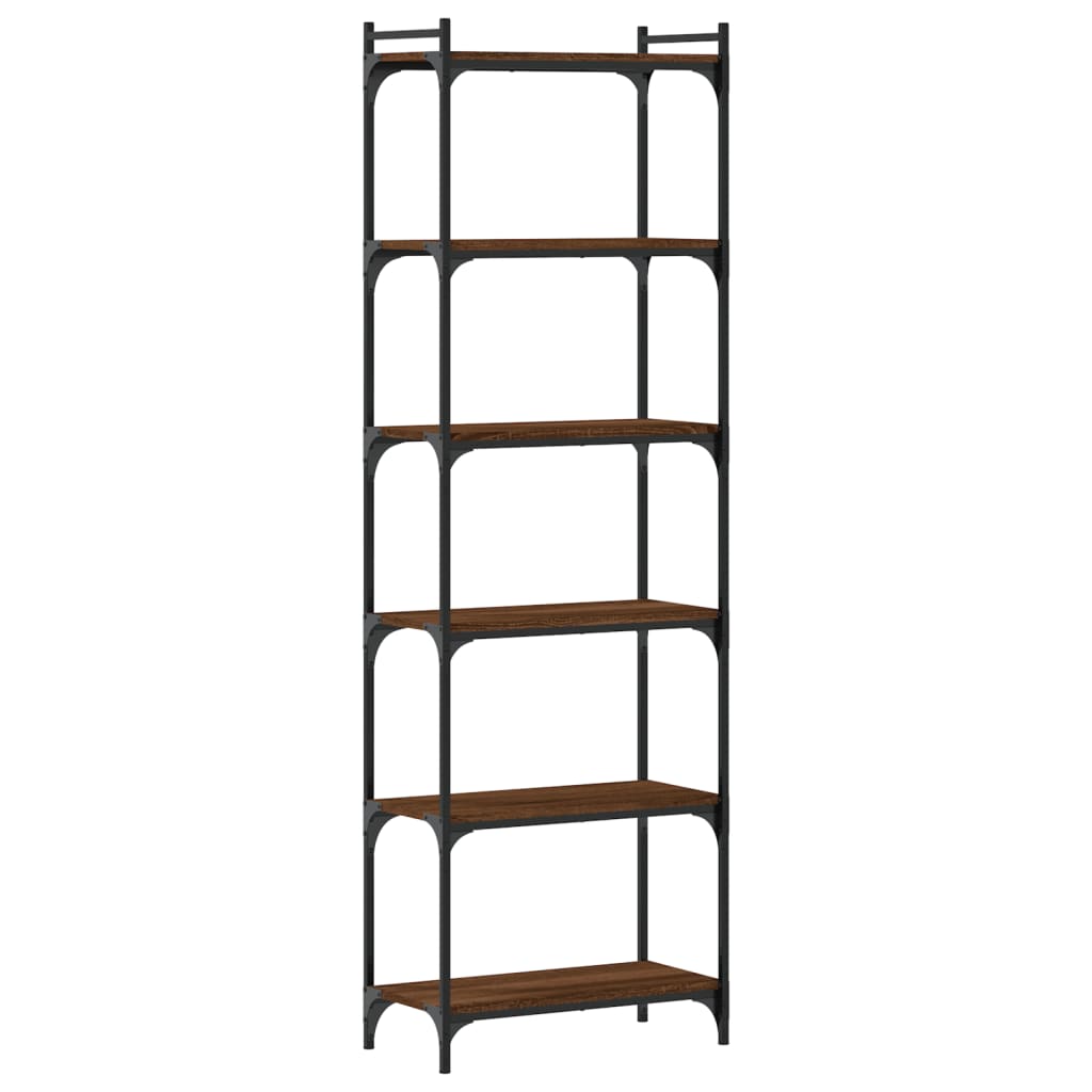 Bibliothèque 6 niveaux chêne marron 60x30x188cm bois ingénierie - XIOS