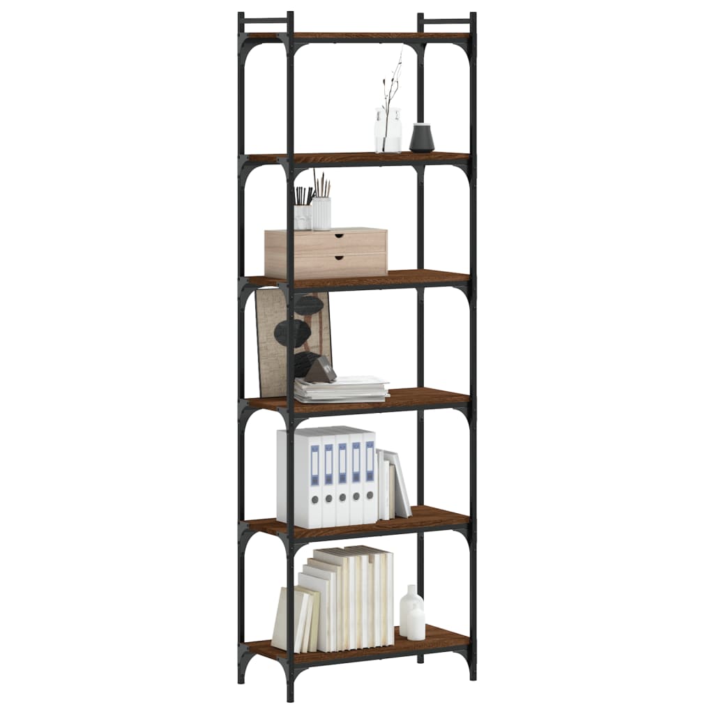 Bibliothèque 6 niveaux chêne marron 60x30x188cm bois ingénierie - XIOS