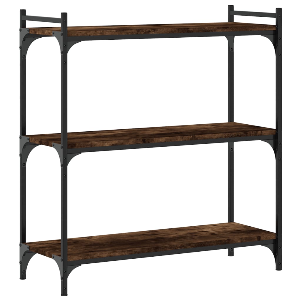 Bibliothèque 3 niveaux chêne fumé 80x30x86 cm bois d'ingénierie - XIOS
