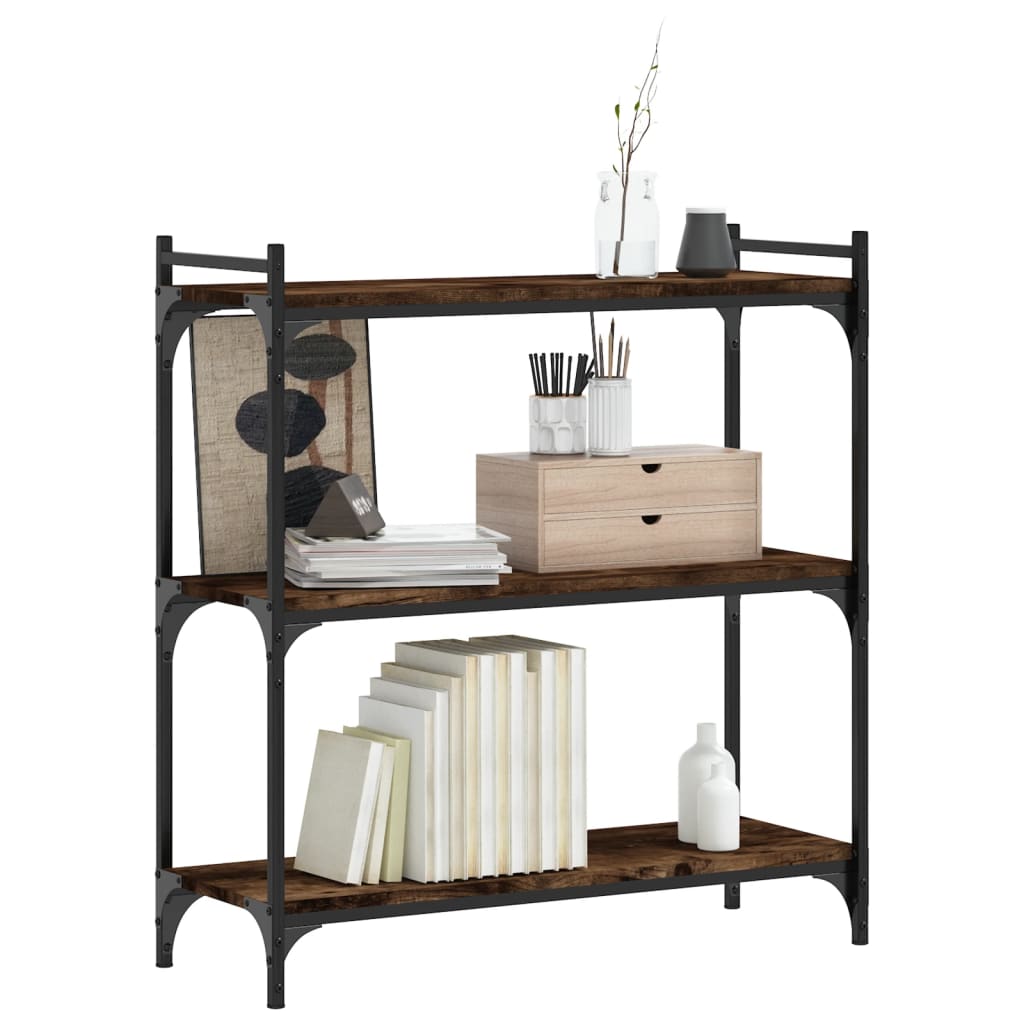 Bibliothèque 3 niveaux chêne fumé 80x30x86 cm bois d'ingénierie - XIOS