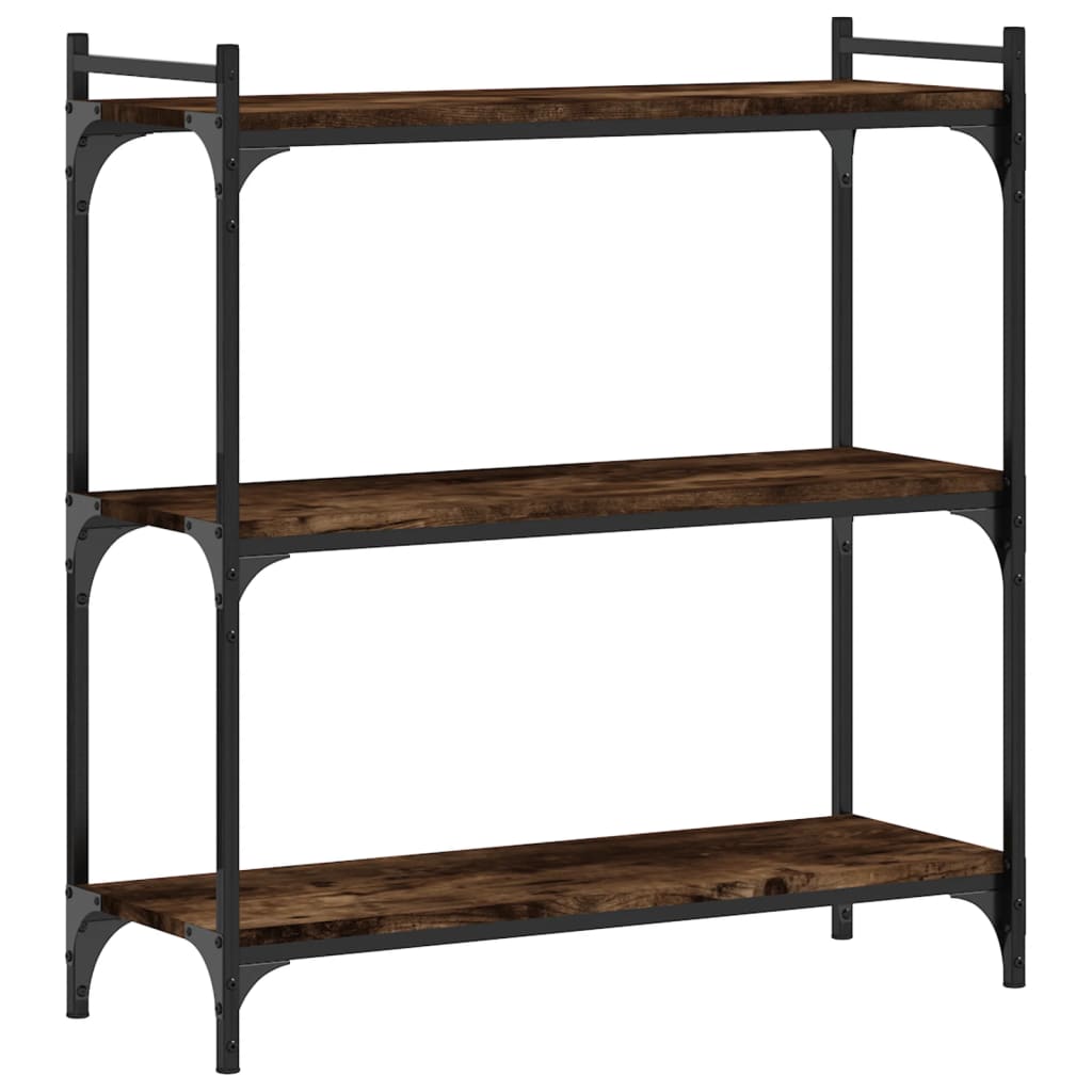 Bibliothèque 3 niveaux chêne fumé 80x30x86 cm bois d'ingénierie - XIOS