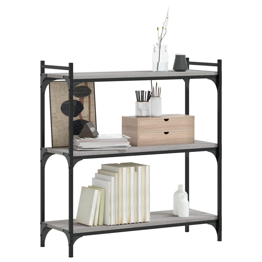 Bibliothèque 3 niveaux sonoma gris 80x30x86cm bois d'ingénierie - XIOS