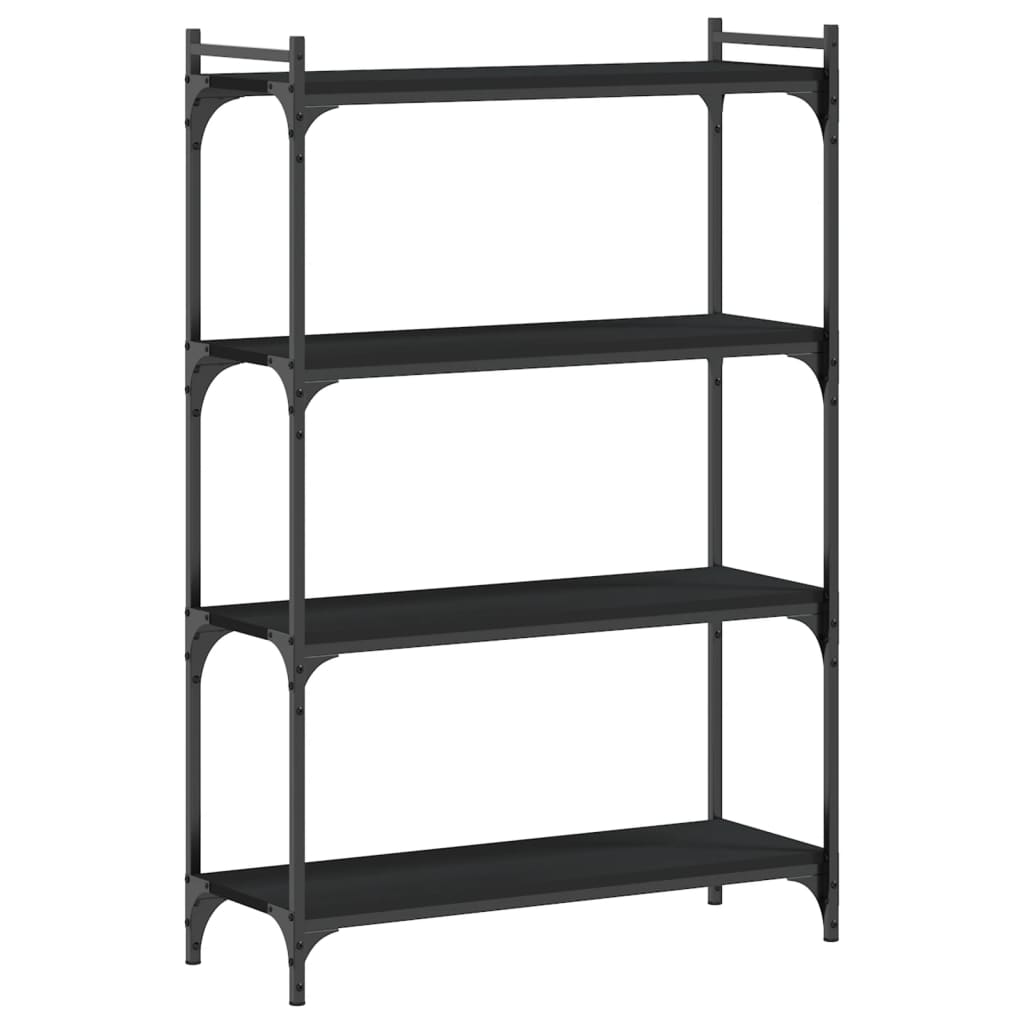 Bibliothèque à 4 niveaux noir 80x30x120 cm bois d'ingénierie - XIOS