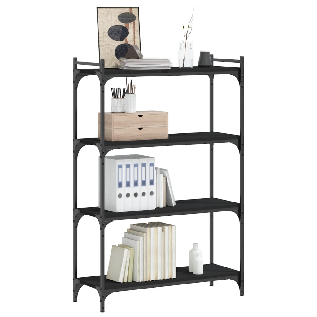 Bibliothèque à 4 niveaux noir 80x30x120 cm bois d'ingénierie - XIOS