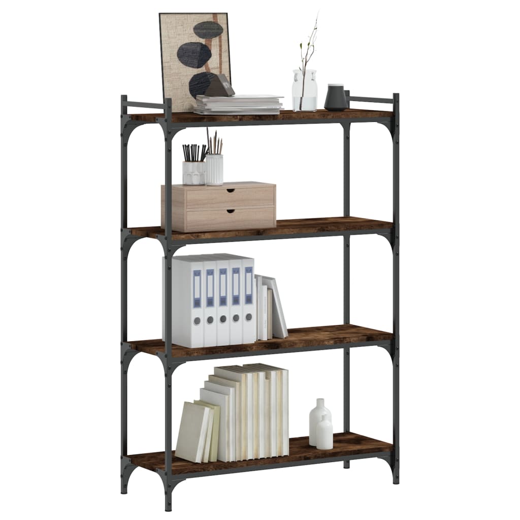 Bibliothèque 4 niveaux chêne fumé 80x30x120cm bois d'ingénierie Bibliothèques vidaXL