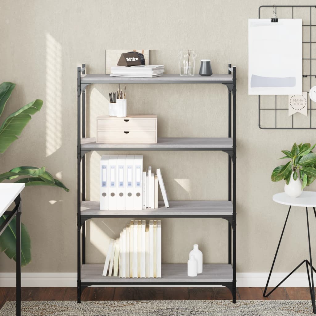Bibliothèque à 4 niveaux sonoma gris 80x30x120 cm - XIOS