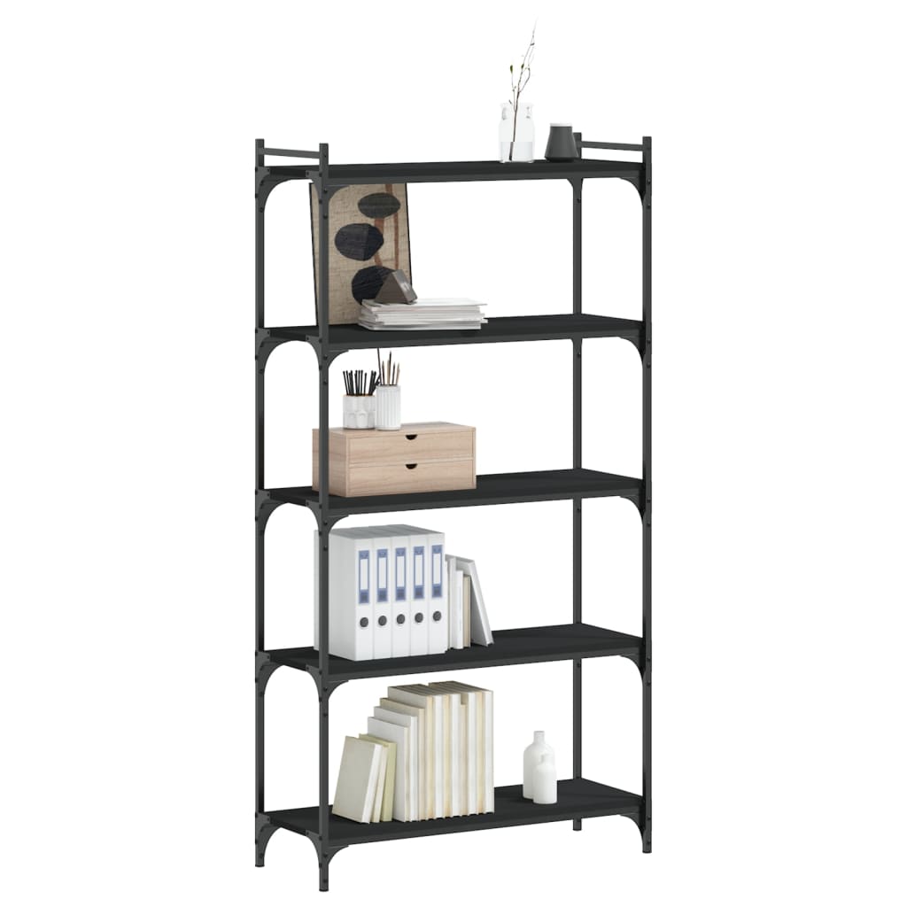 Bibliothèque 5 niveaux noir 80x30x154 cm bois d'ingénierie - XIOS