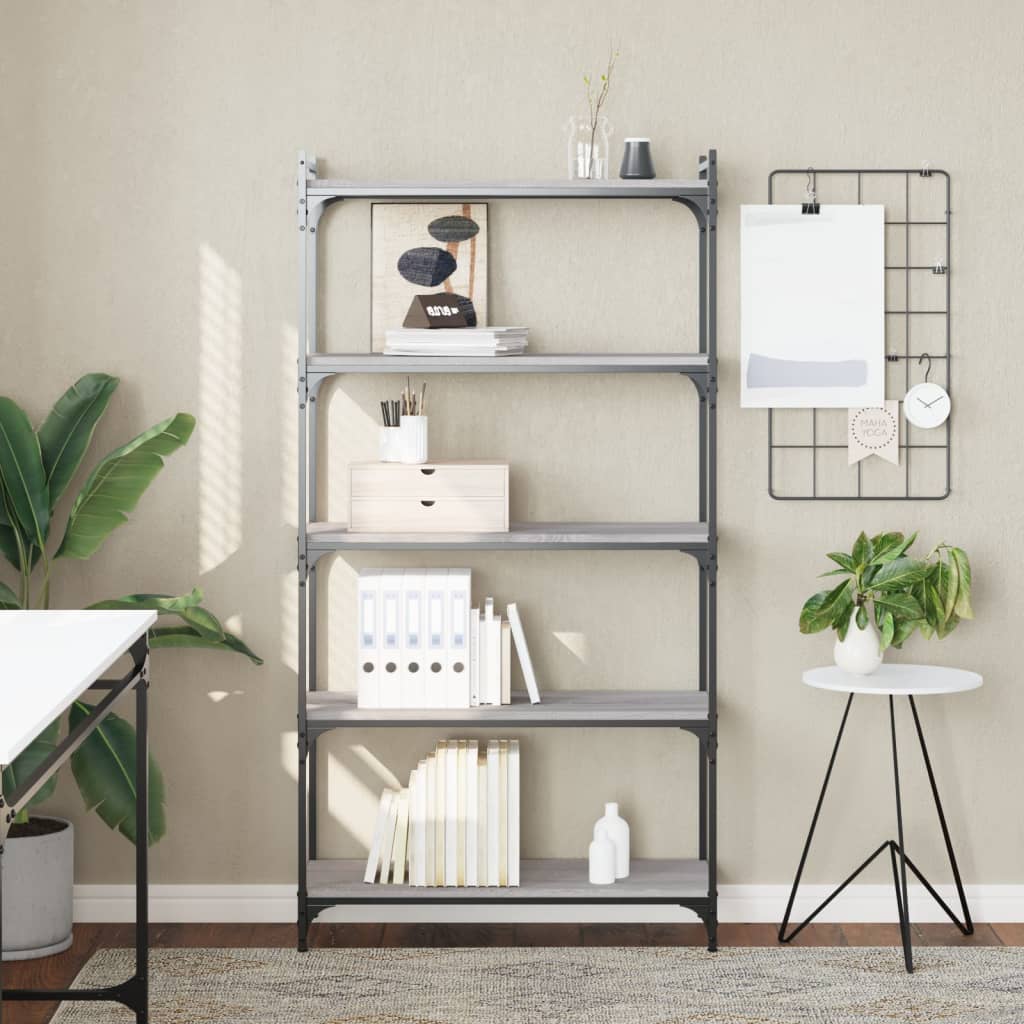 Bibliothèque à 5 niveaux sonoma gris 80x30x154 cm - XIOS