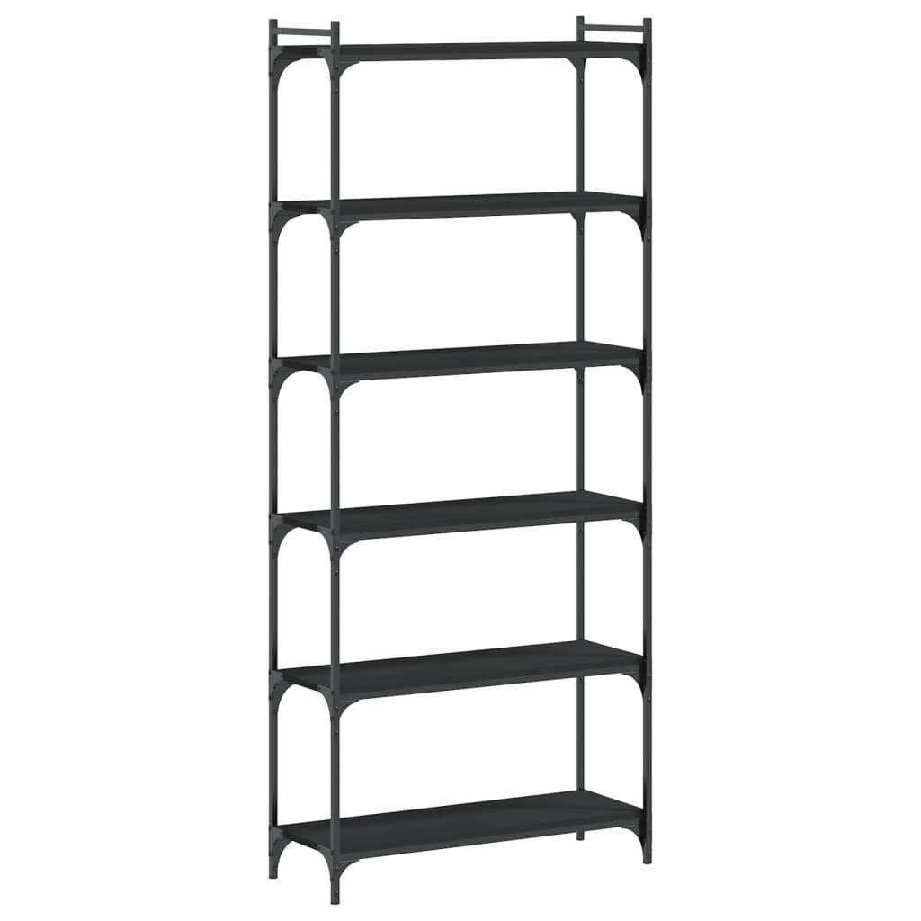 Bibliothèque 6 niveaux noir 80x30x188 cm bois d'ingénierie - XIOS