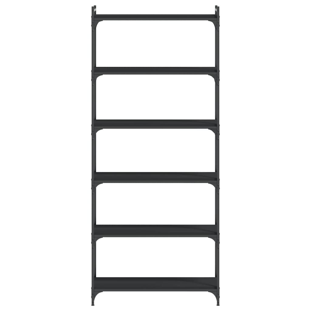 Bibliothèque 6 niveaux noir 80x30x188 cm bois d'ingénierie - XIOS