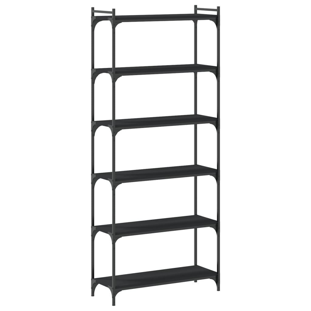Bibliothèque 6 niveaux noir 80x30x188 cm bois d'ingénierie - XIOS