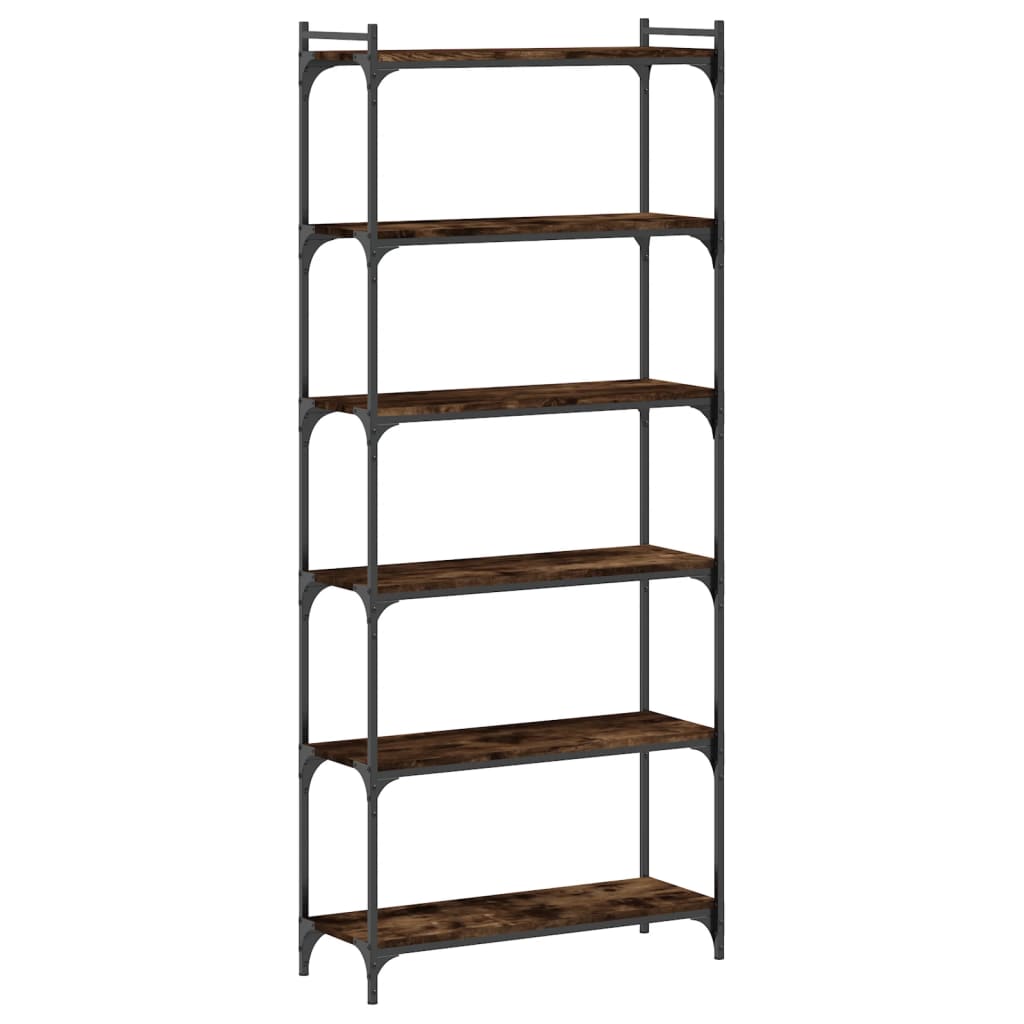 Bibliothèque 6 niveaux chêne fumé 80x30x188cm bois d'ingénierie - XIOS
