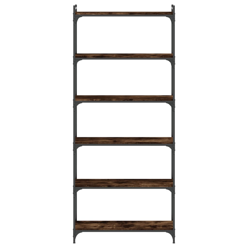 Bibliothèque 6 niveaux chêne fumé 80x30x188cm bois d'ingénierie - XIOS