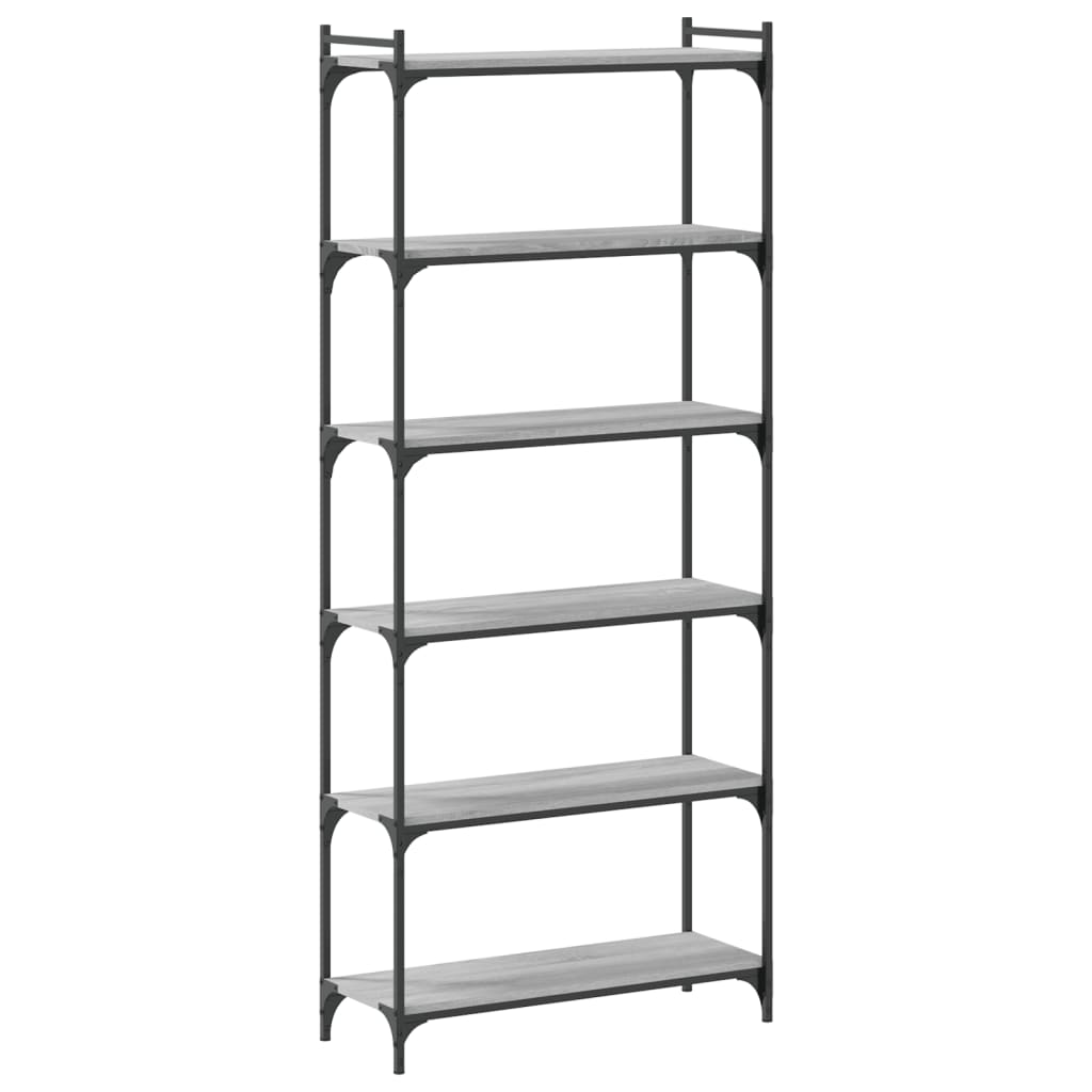 Bibliothèque 6niveaux sonoma gris 80x30x188cm bois d'ingénierie - XIOS