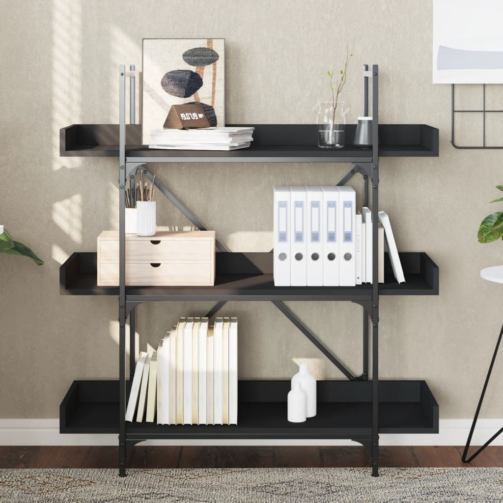 Bibliothèque à 3 niveaux noir 100x33x108,5 cm bois d'ingénierie - XIOS