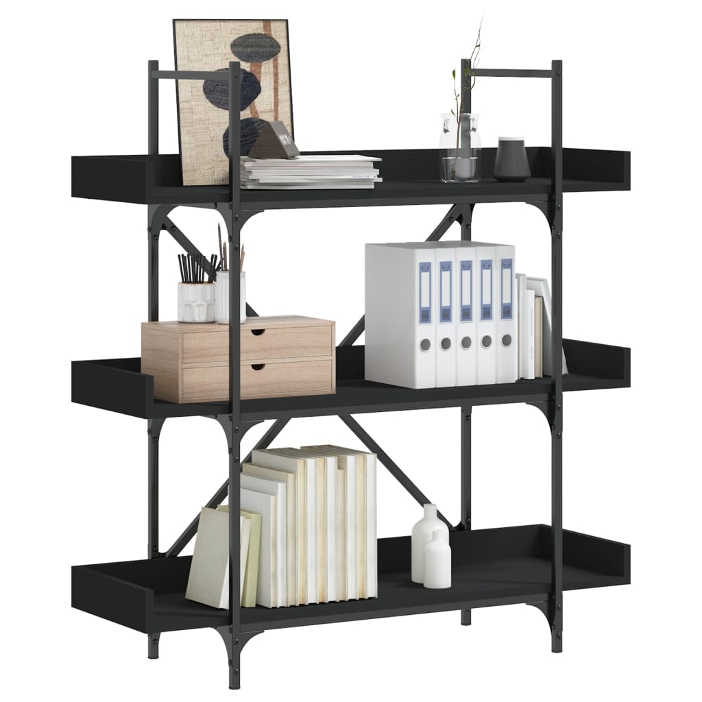 Bibliothèque à 3 niveaux noir 100x33x108,5 cm bois d'ingénierie - XIOS