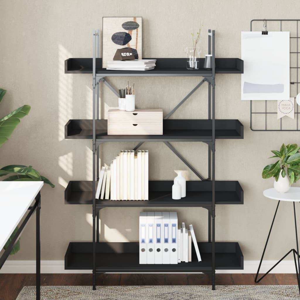 Bibliothèque à 4 niveaux noir 100x33x145,5 cm bois d'ingénierie - XIOS