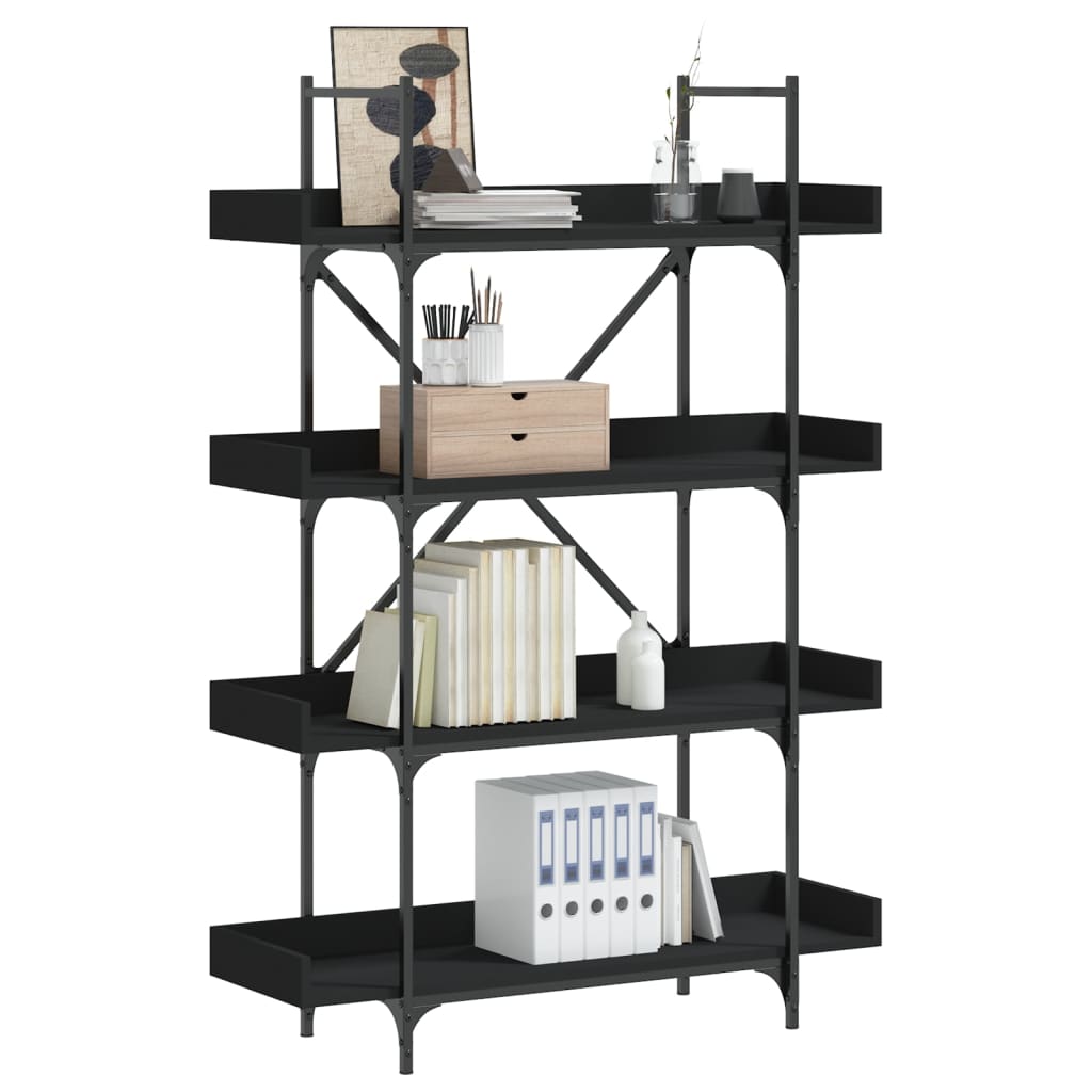 Bibliothèque à 4 niveaux noir 100x33x145,5 cm bois d'ingénierie - XIOS