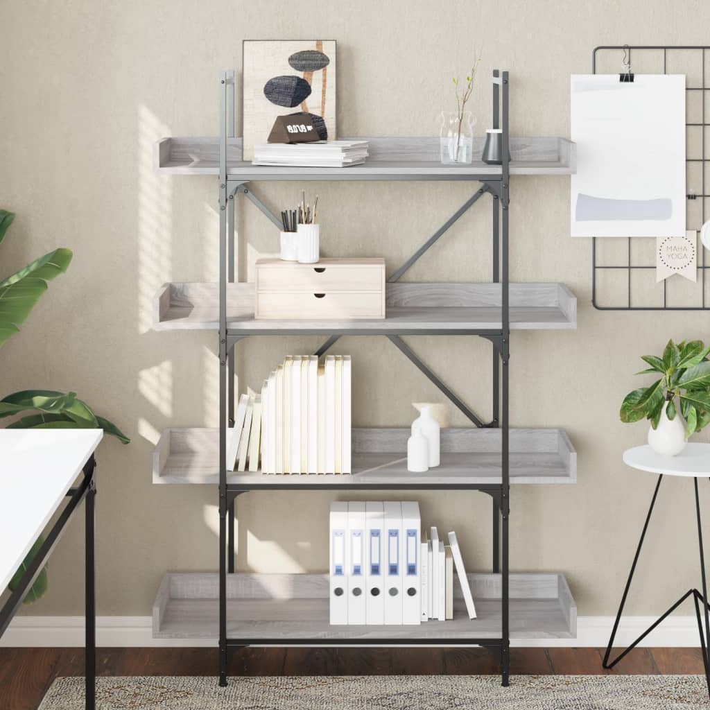 Bibliothèque à 4 niveaux sonoma gris 100x33x145,5 cm - XIOS