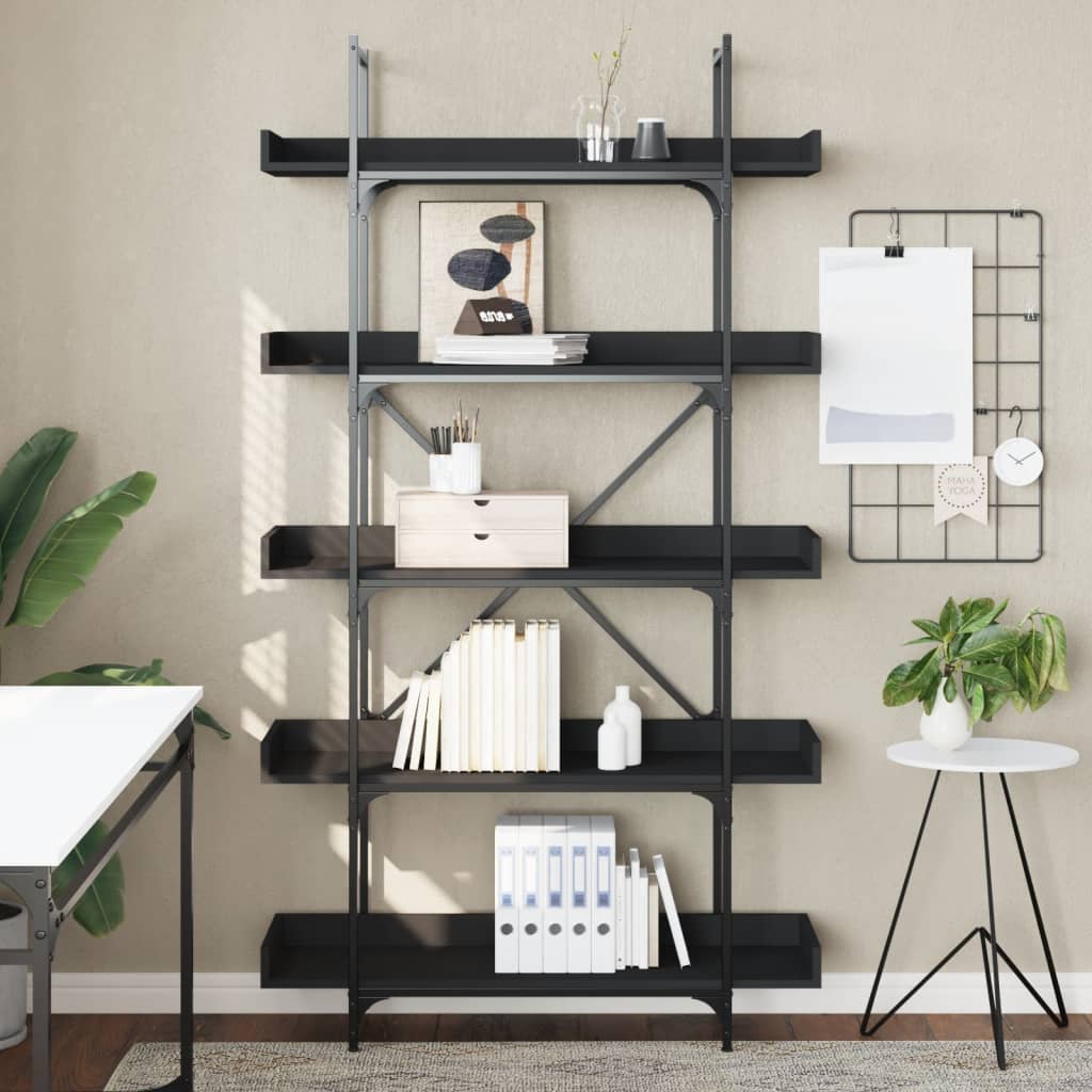 Bibliothèque 5 niveaux noir 100x33x180,5 cm bois d'ingénierie - XIOS