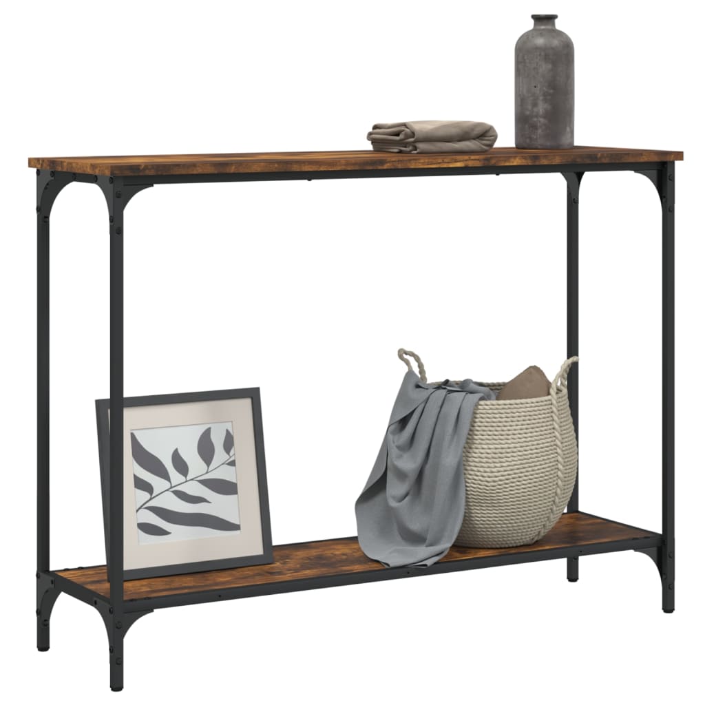 Table console chêne fumé 101x30,5x75 cm bois d'ingénierie - XIOS