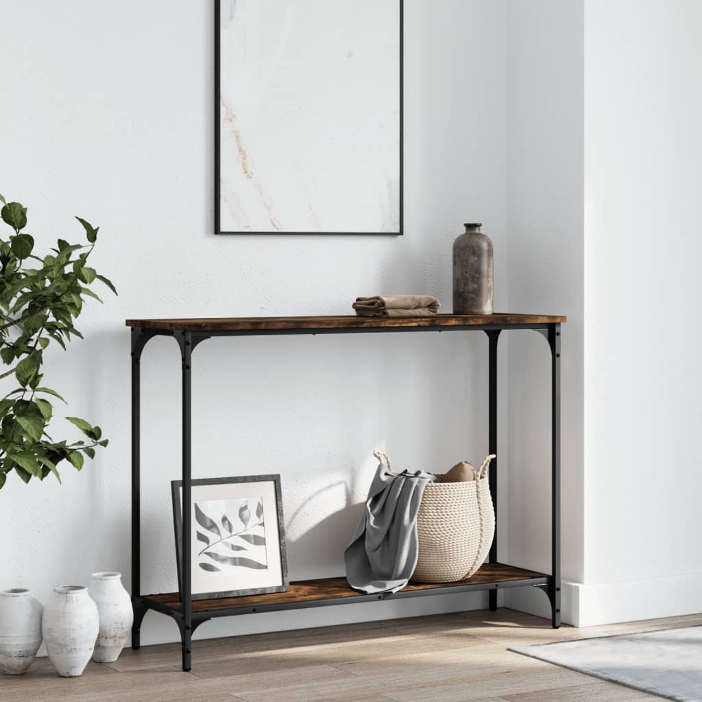 Table console chêne fumé 101x30,5x75 cm bois d'ingénierie - XIOS