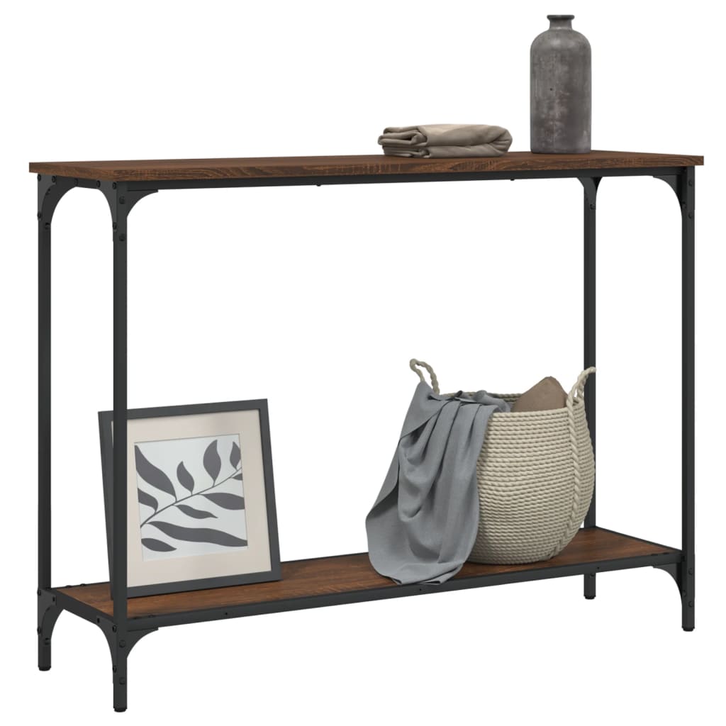 Table console chêne marron 101x30,5x75 cm bois d'ingénierie - XIOS