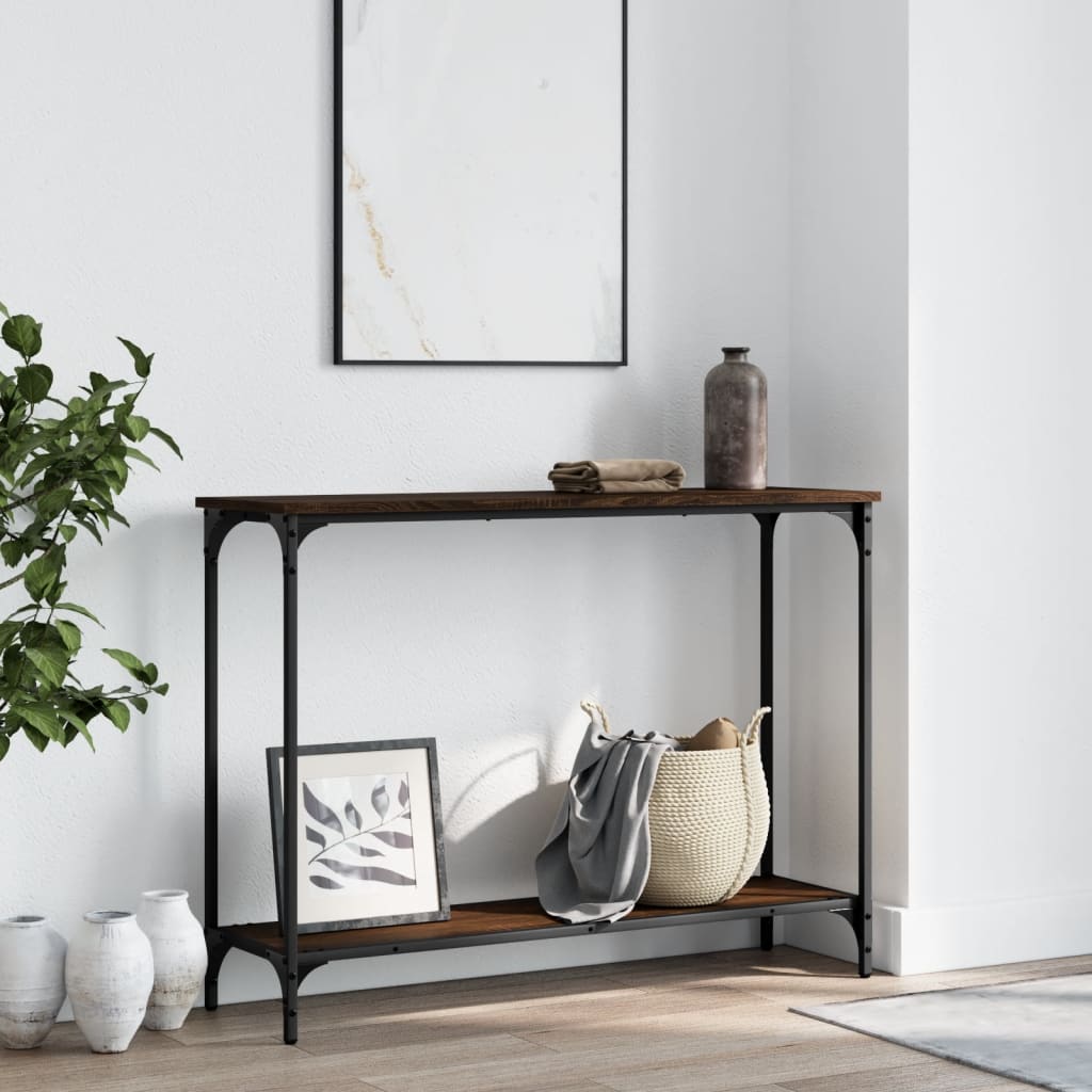 Table console chêne marron 101x30,5x75 cm bois d'ingénierie - XIOS