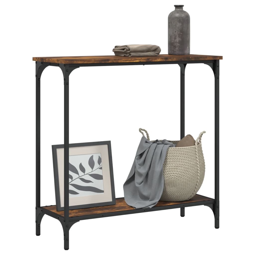 Table console chêne fumé 75x30,5x75 cm bois d'ingénierie - XIOS