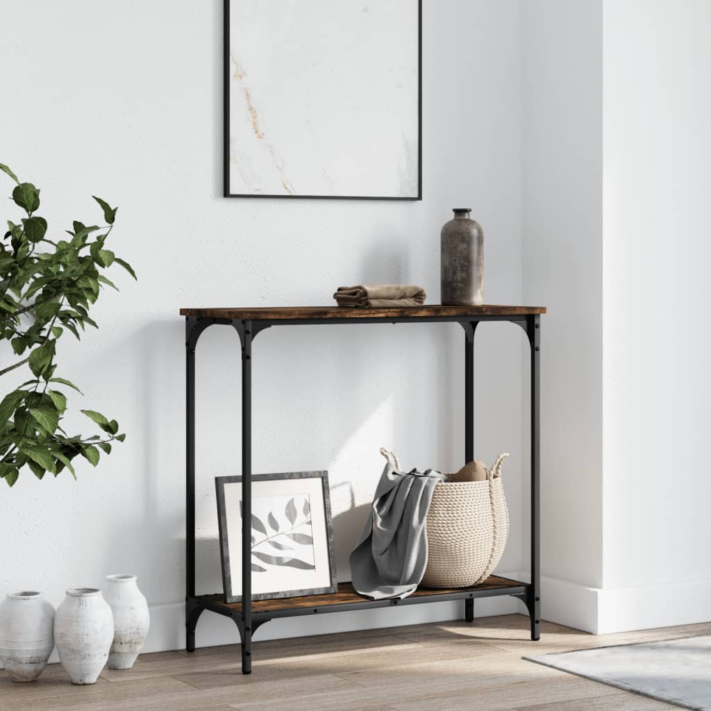 Table console chêne fumé 75x30,5x75 cm bois d'ingénierie - XIOS