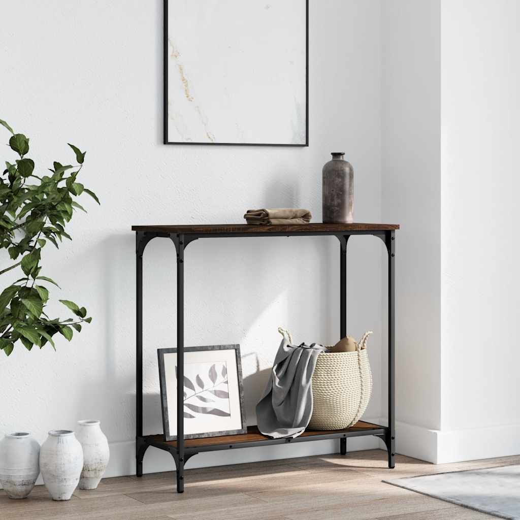Table console chêne marron 75x30,5x75 cm bois d'ingénierie - XIOS