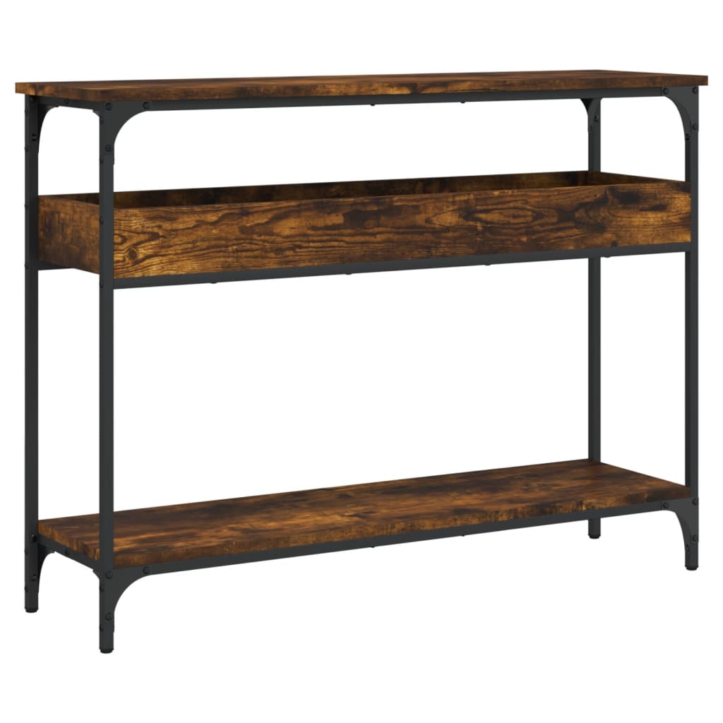 Table console avec étagère chêne fumé 100x29x75 cm - XIOS